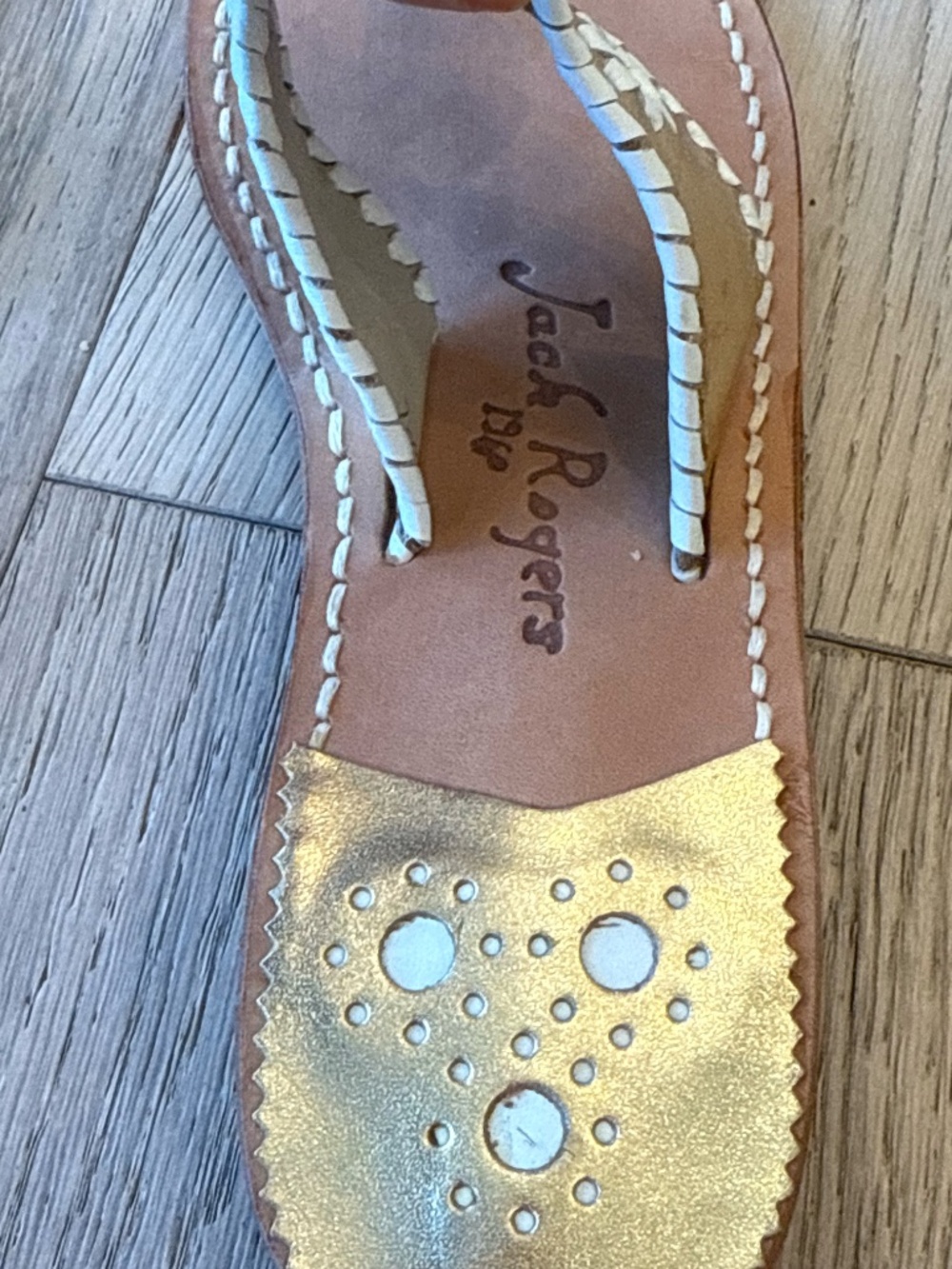 NWOT Jack Rogers Gold & White Navajo Thong Sandals | Women's Size 7M - Picture 5 of 7